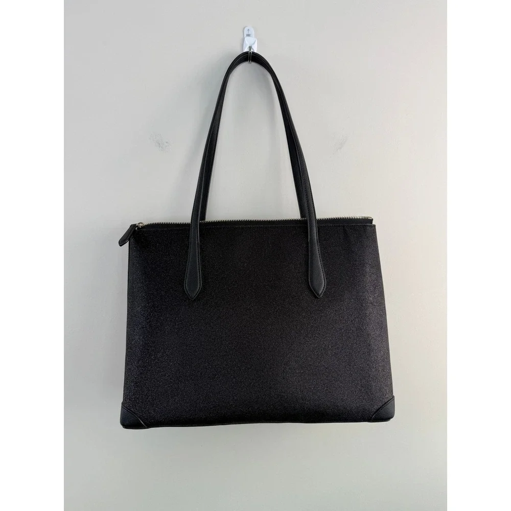 Kate Spade Tote Bag Shimmy Glitter Black Women Saffiano Leather Zip Shoulder Bag